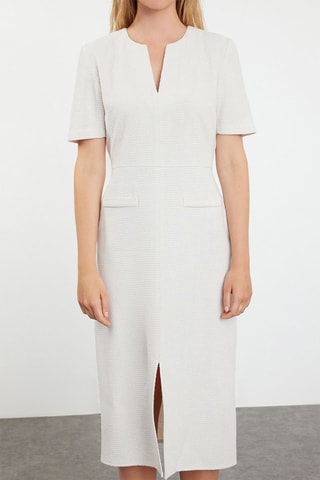 Midi-jurk- Ecru