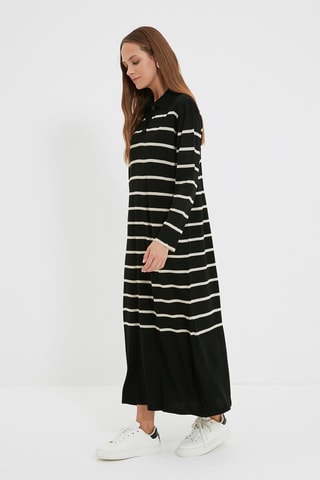 Vestido jersey - Negro y blanco