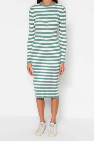 Trui-jurk Zeegroen en Wit