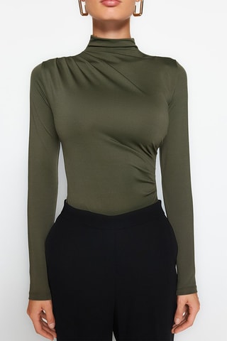 Gedrapeerde Bodysuit Kaki