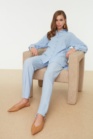 Camicia e pantaloni straight - Celeste