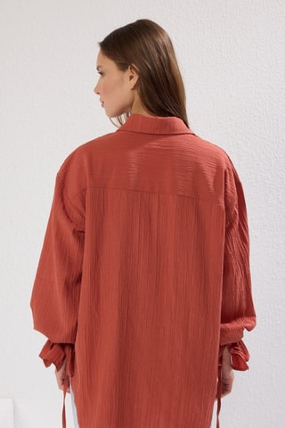 Camicia oversize - Rosso mattone