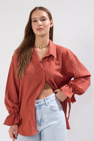 Camicia oversize - Rosso mattone