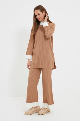 Tunica e pantaloni wide legs - Cammello