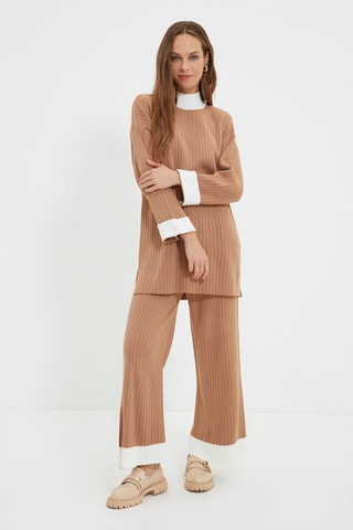 Tunica e pantaloni wide legs - Cammello