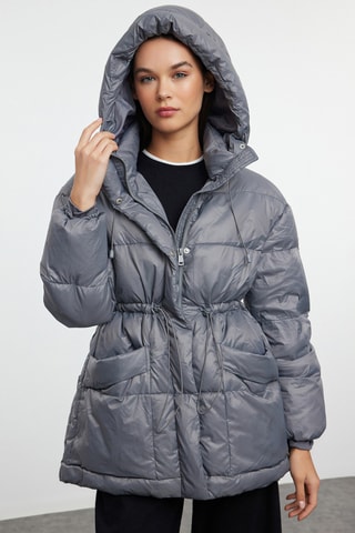 Piumino con cappuccio - Grigio