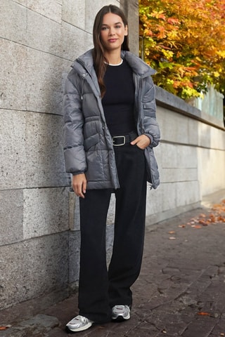 Piumino con cappuccio - Grigio