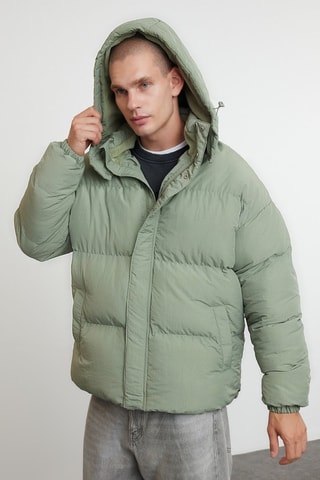 Piumino oversize con cappuccio - Kaki