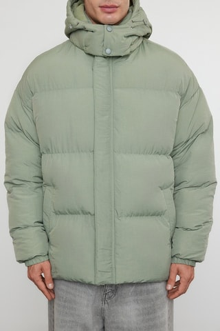 Piumino oversize con cappuccio - Kaki