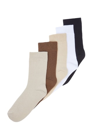 5 Paar Sokken - Beige, bruin en ecru