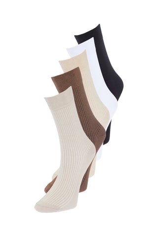 5 Paar Sokken - Beige, bruin en ecru