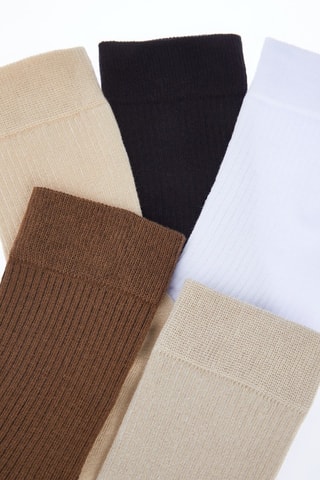 5 Paar Sokken - Beige, bruin en ecru