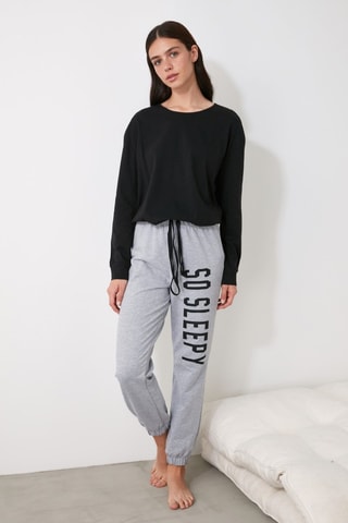 Pyjama - Zwart en Gemêleerd Lichtgrijs