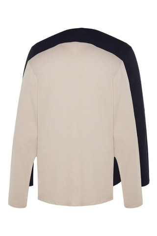 2 t-shirts regular - Azul-marinho e bege