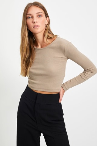 2 T-shirts Cropped - Beige en Bruin