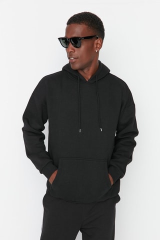 Felpa oversize con cappuccio - Nero