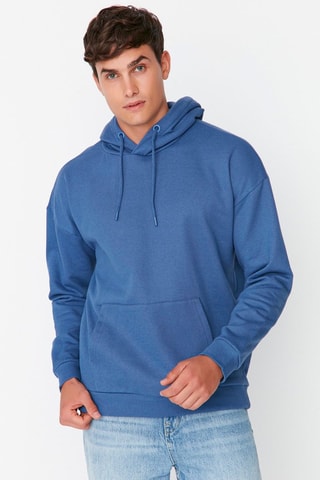 Felpa oversize con cappuccio - Blu