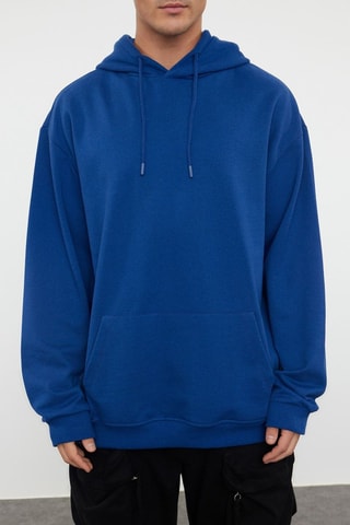 Felpa oversize con cappuccio - Blu