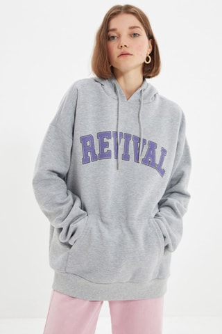 Oversized Sweater met Capuchon - Grijs