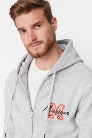 Sweater regular met capuchon - Grijs