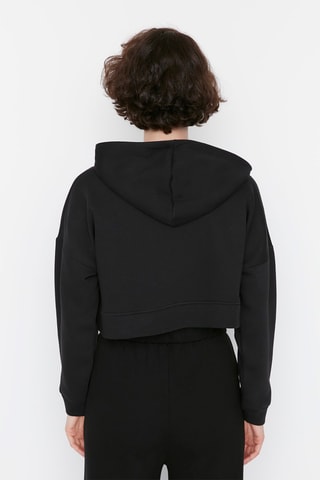 Korte Sweater met Capuchon Zwart