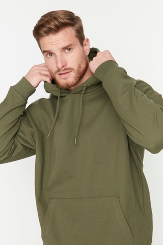 Felpa oversize con cappuccio - Kaki