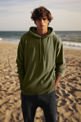 Felpa oversize con cappuccio - Kaki