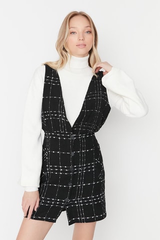 Tuta corta a quadri - Nero