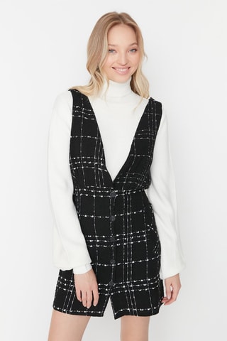 Tuta corta a quadri - Nero