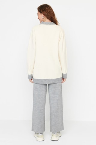 Cardigan e pantaloni - Grigio e bianco