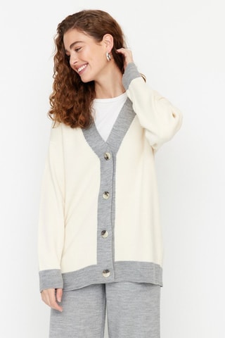 Cardigan e pantaloni - Grigio e bianco