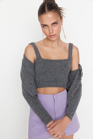 Vest en Crop Top - Antraciet