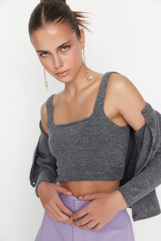 Vest en Crop Top - Antraciet