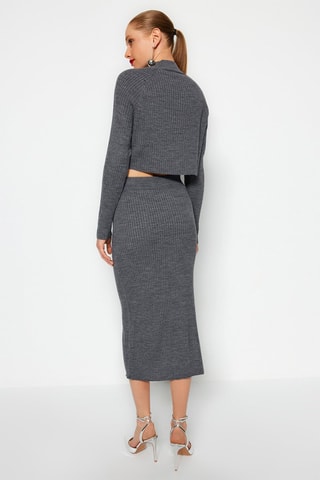 Maglia e gonna midi a vita alta - Antracite melange