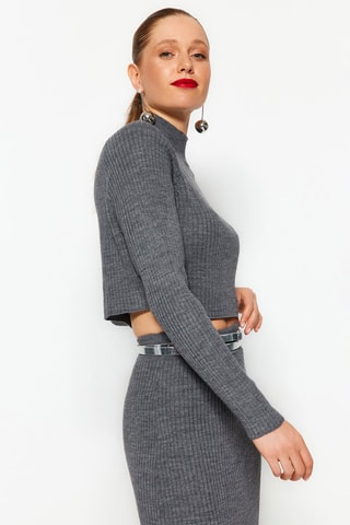 Maglia e gonna midi a vita alta - Antracite melange