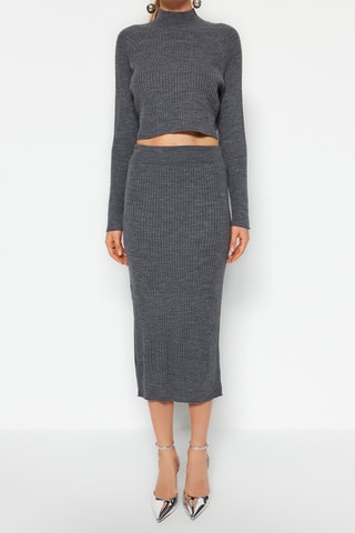 Maglia e gonna midi a vita alta - Antracite melange