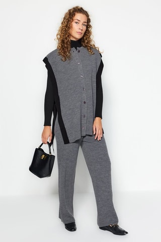 Cardigan lungo e pantaloni - Grigio