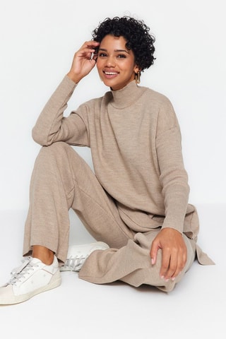 Tunica e pantaloni wide legs - Beige