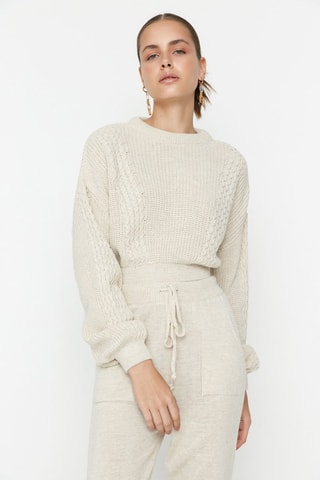 Maglione e pantaloni sportivi a vita alta - Beige