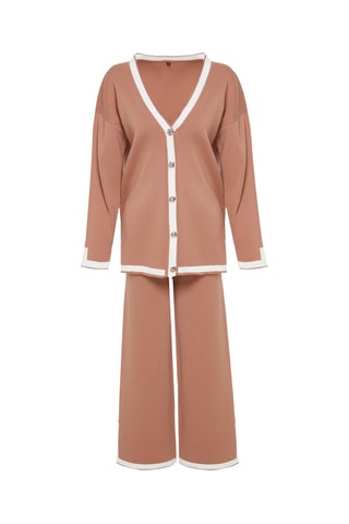 Cardigan e pantaloni regular - Beige