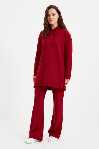 Felpa con cappuccio e pantaloni relaxed - Bordeaux