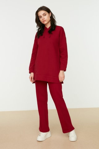 Felpa con cappuccio e pantaloni relaxed - Bordeaux