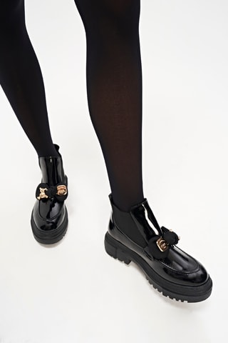 Gelakte Chelsea Boots - Zwart