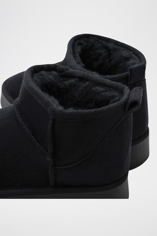 Platform Gevoerde Enkellaarzen - Zwart