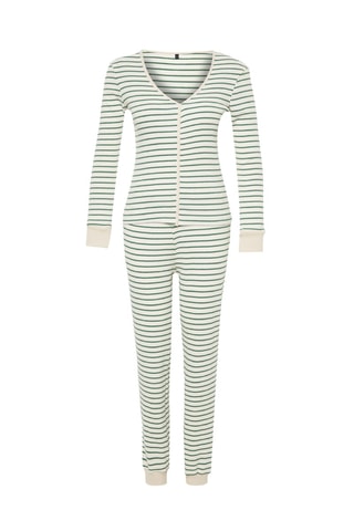 Pyjama regular - Groen en Ecru
