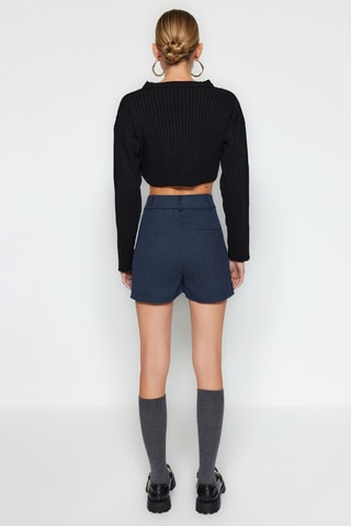 Short straight Hoge Taille - Gemêleerd Marineblauw