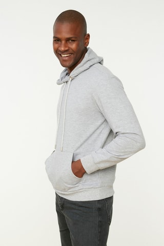 Sweater met Capuchon - Gemêleerd Lichtgrijs