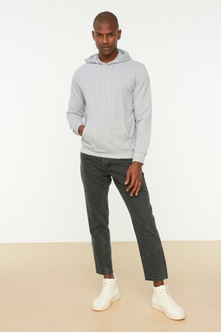 Sweater met Capuchon - Gemêleerd Lichtgrijs