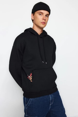 Felpa con cappuccio - Nero