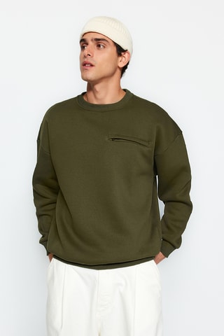 Felpa in pile - Kaki